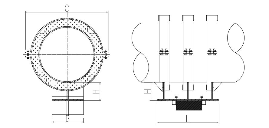 HDGH－80－1000长输热纳米固定管托结构图