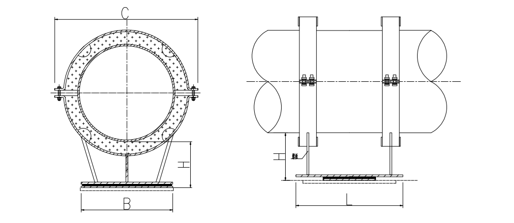 HDFH－80－1000长输热纳米滑动管托结构图